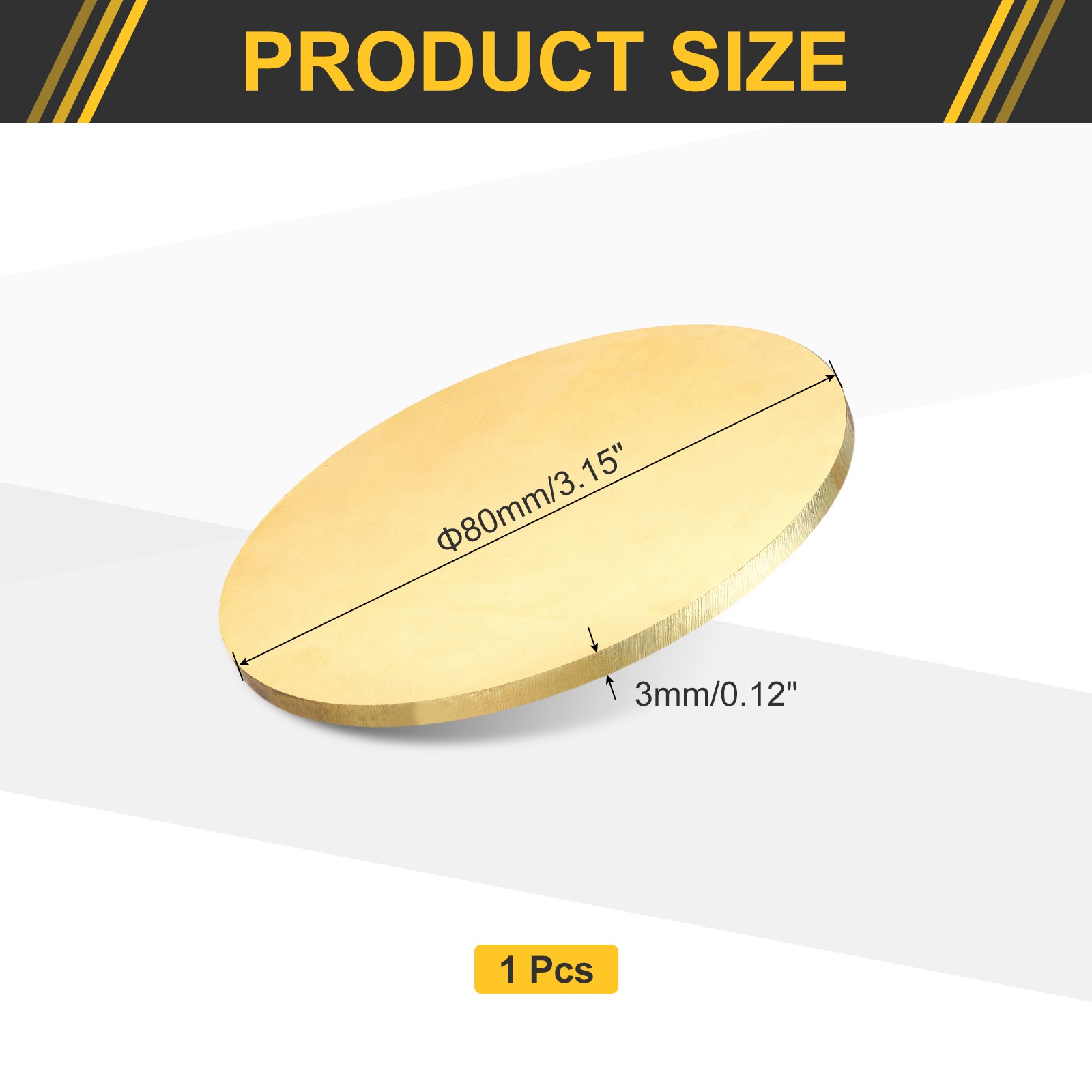 Brass Round Plate 0.12″(3mm) Thick 3.15″(80mm) Dia H65 Brass Round Sheet