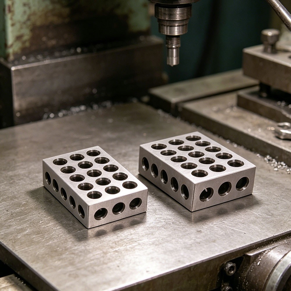Ground Steel 1x2x3 Inch Setup Blocks Pair 1 x2 x3 with 23 Holes for Use