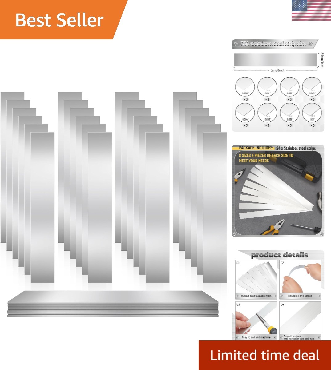 304 Stainless Steel Strips Shim Stock – 24 Pieces, 1″ x 6″ for Home Improvement