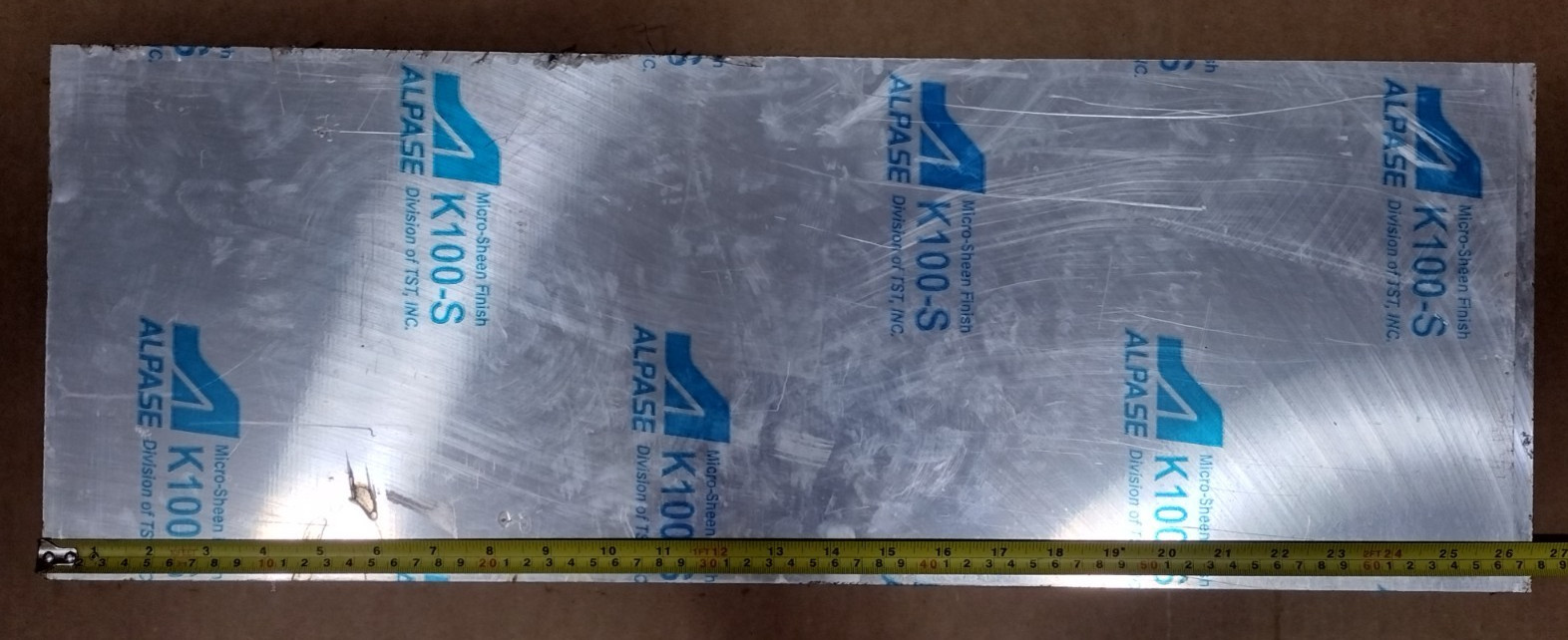 Alpase K100-S, 5/8″ x 9.5″ x 26.5″ ALUMINUM 6061 T6 Plate Micro-Sheen Finish New