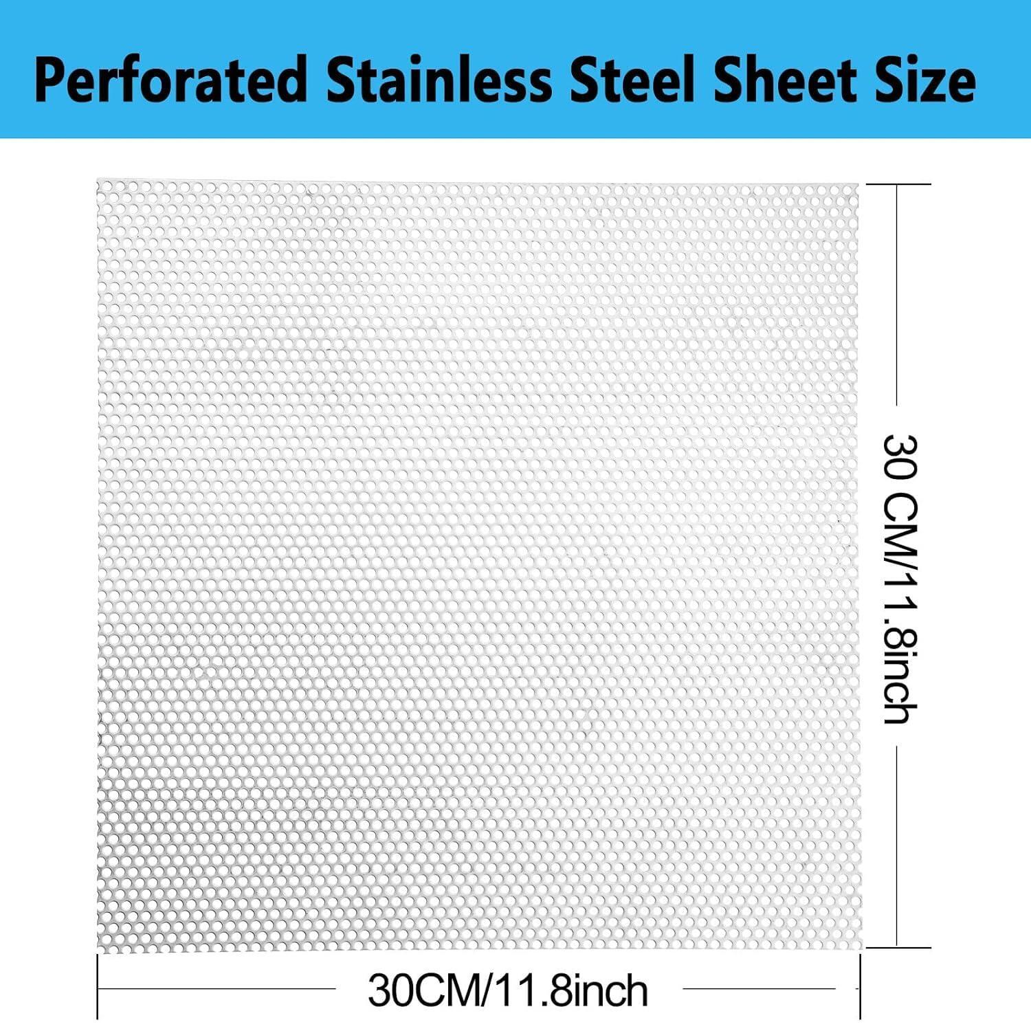 Stainless Steel Perforated Metal Sheet 11.8″ X 11.8″, 0.12″ Hole, 0.035″ Thick..