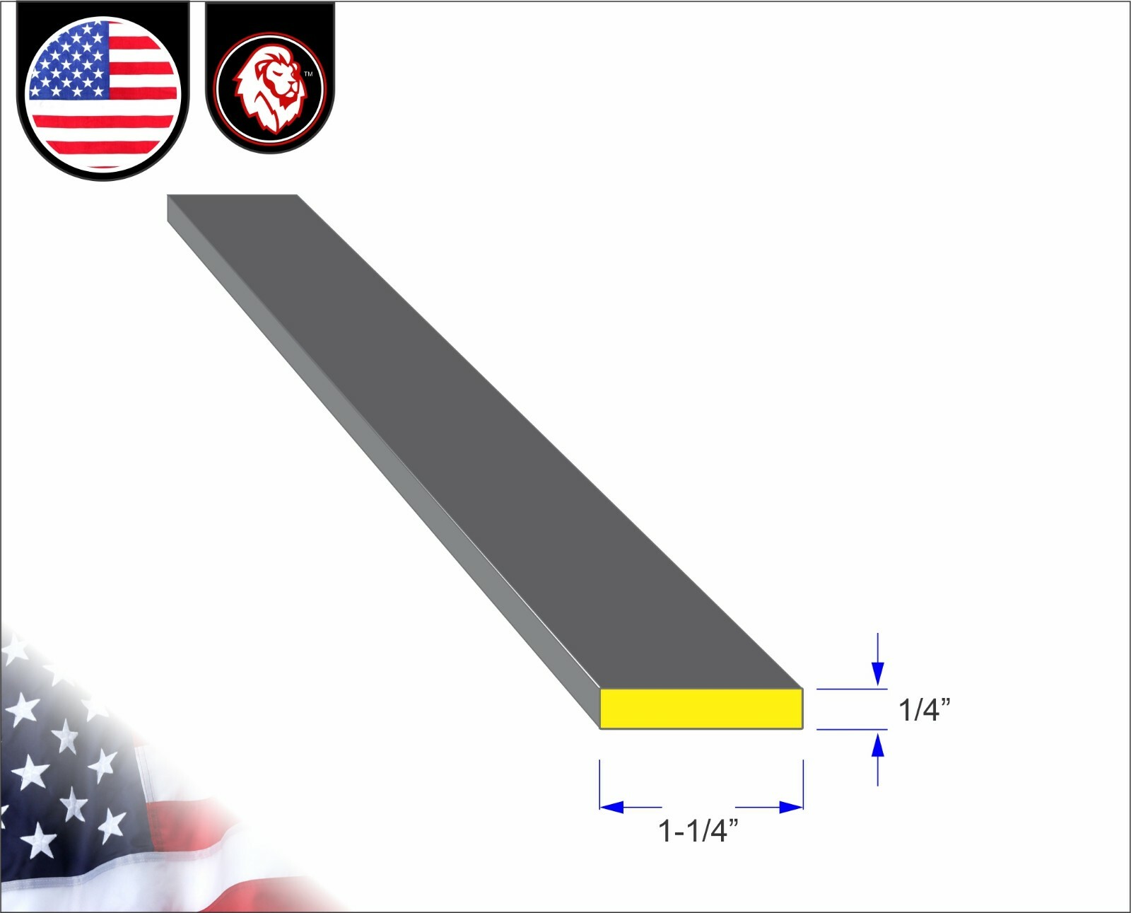 1/4″ x 1-1/4″ Flat Metal Bar – Mild Steel – Flat Metal Stock – 48″ Long (4-ft)