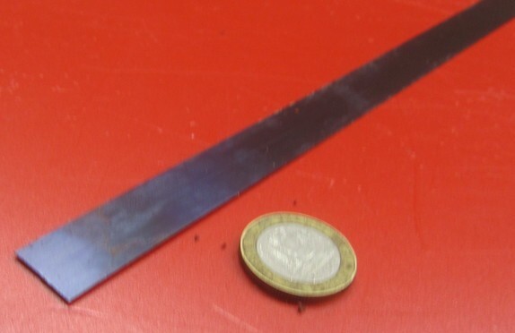 1095 Hard Blue Tempered Spring Steel Shim .016″ Thick x .625″ Wide x 300″ Long