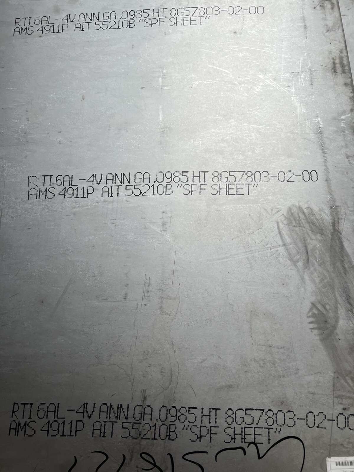 Titanium Sheet 6AL4V 19″ x 39.25″ X .098″