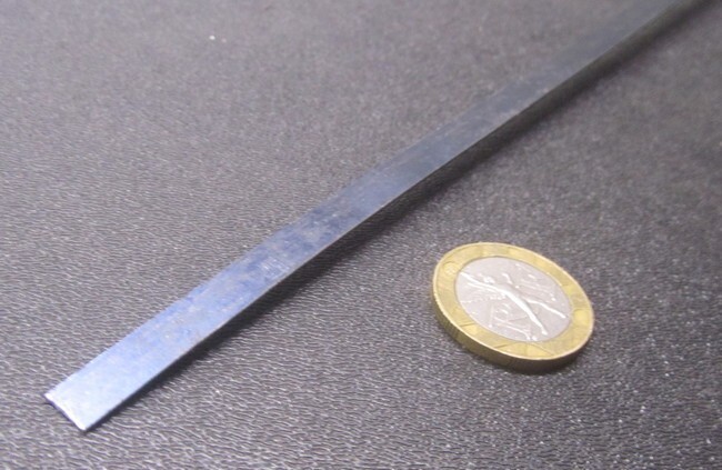 1095 Hard Blue Tempered Spring Steel Shim .008″ Thick x .250″ Wide x 300″ Long