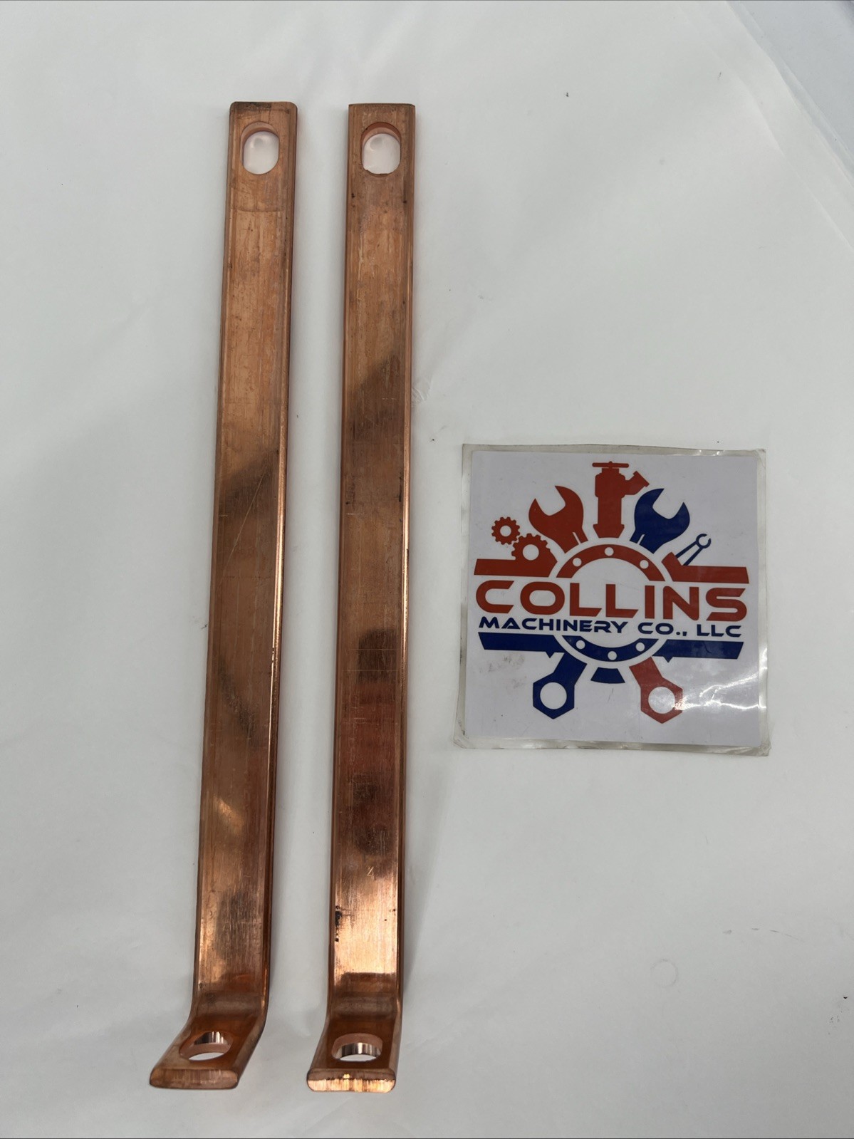 (Lot of 2) Copper Flat Bar 13in Length x 1in Width x 1/4in Thick, 2in 90° Ends