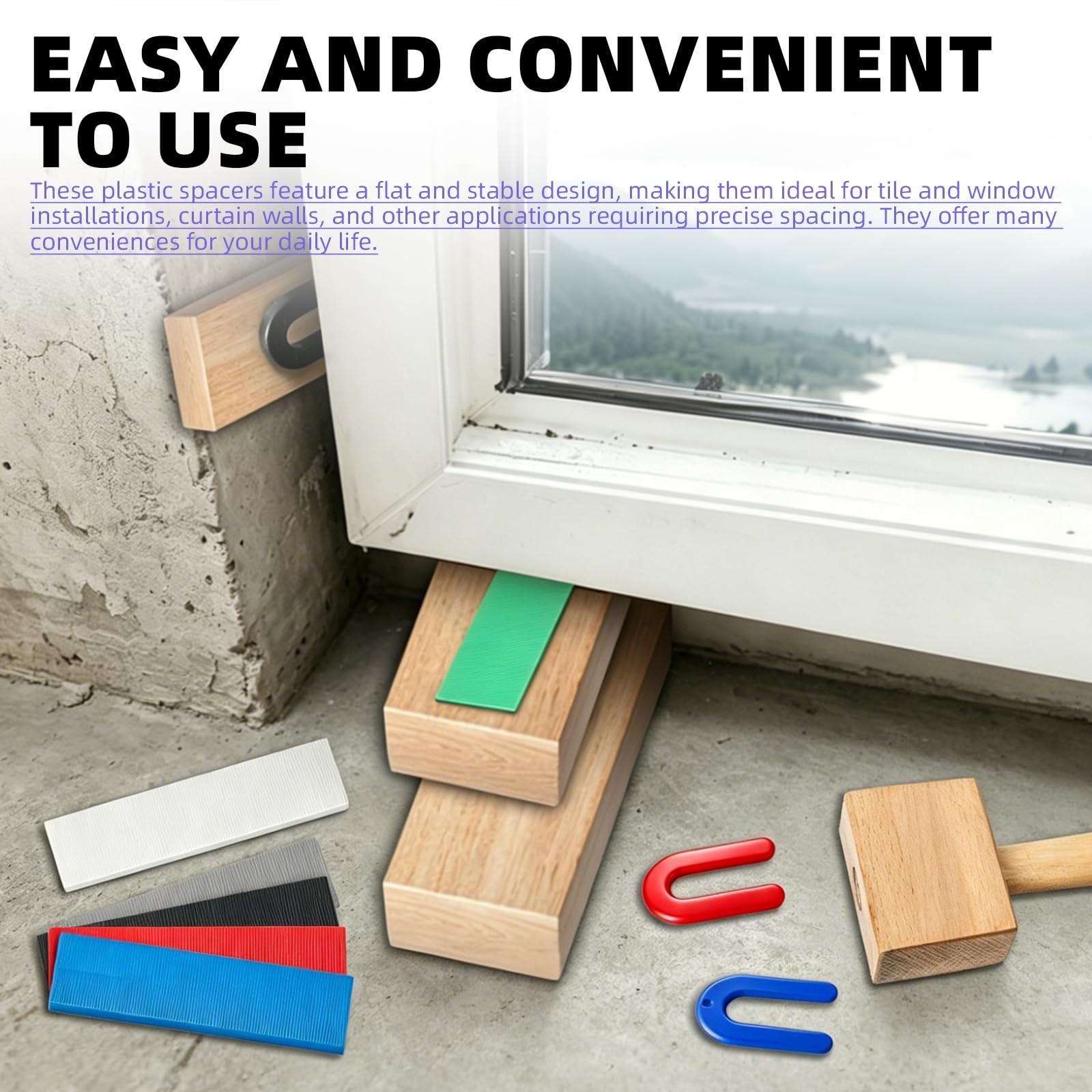 260 Pcs Plastic Shims Set, 10 Sizes (6 Flat + 4 U-Shaped) Leveling Spacers, 3…