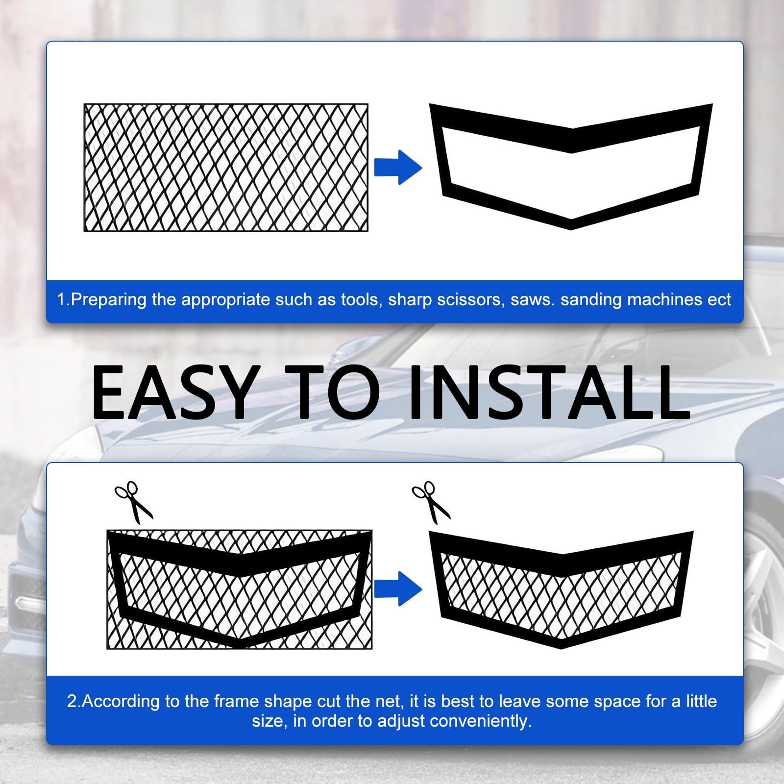 40″x13″ Universal Car Grill Mesh, Aluminum Alloy Automotive Grille Insert Bum…