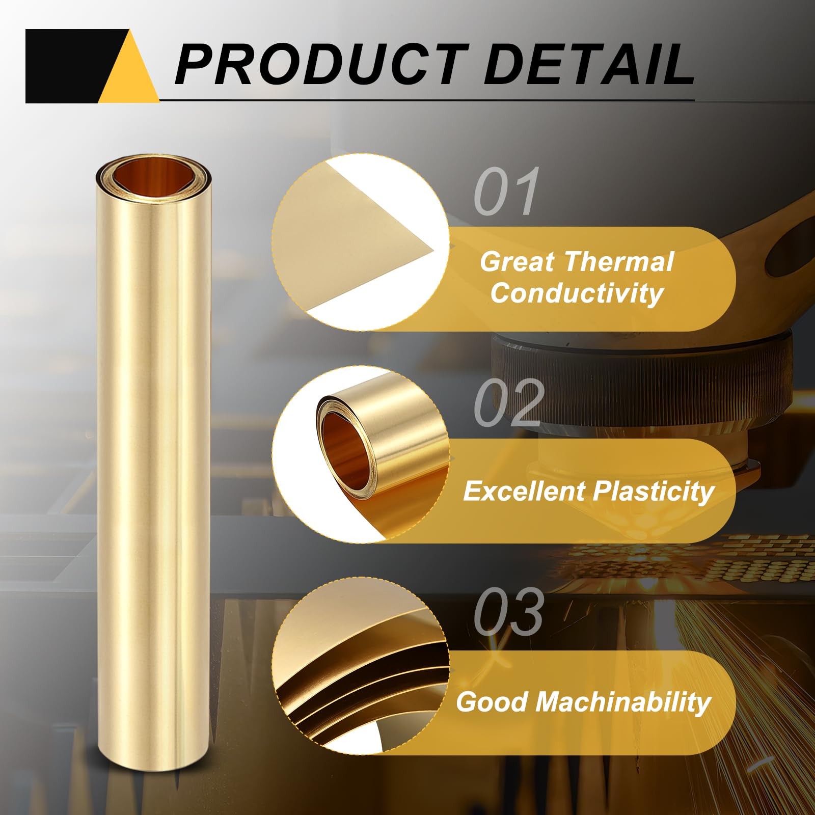 Gold Brass Sheet Foil Roll Metal Flashing Crafting Electrical 0.3x150x1000mm