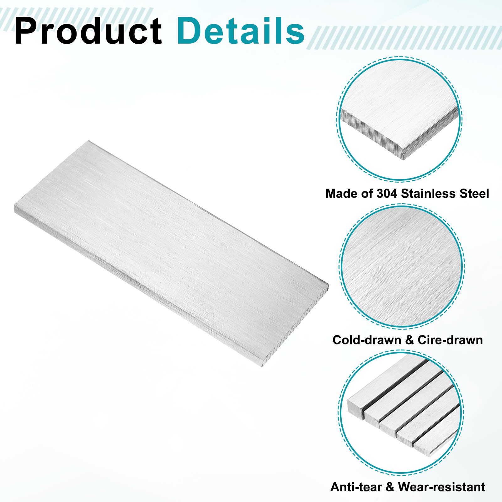 2 Pcs 304 Stainless Steel Flat Bar 5/32″ x 1-9/16″ x 4″ Trim Strips Sheet