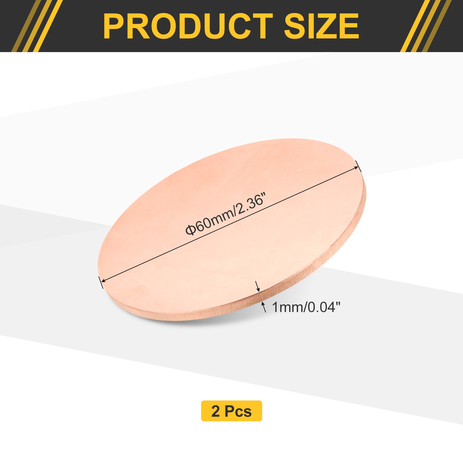 2 Pcs 0.04″ Thick 2.4″ Dia Copper Round Plate C1100 Pure Copper Sheet