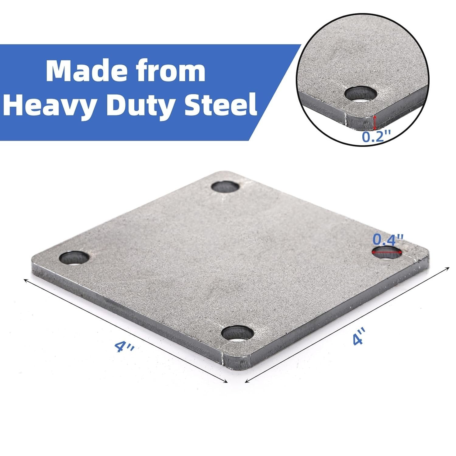 8 Pack Flat Steel Plates, 4” X 4”, Laser Cut A36 Mild Steel, Weldable Sheets