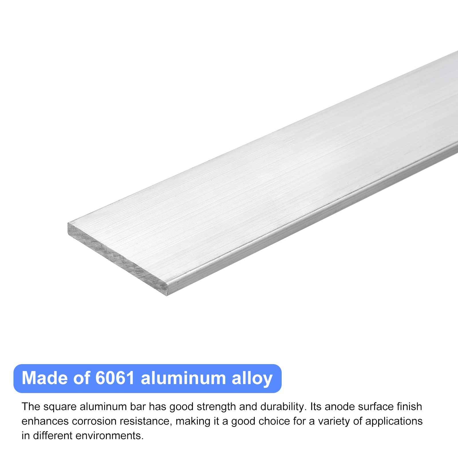 Square Aluminum Flat Bar, 2pcs 3/16″ Thickness 2″ Width 12″ Length