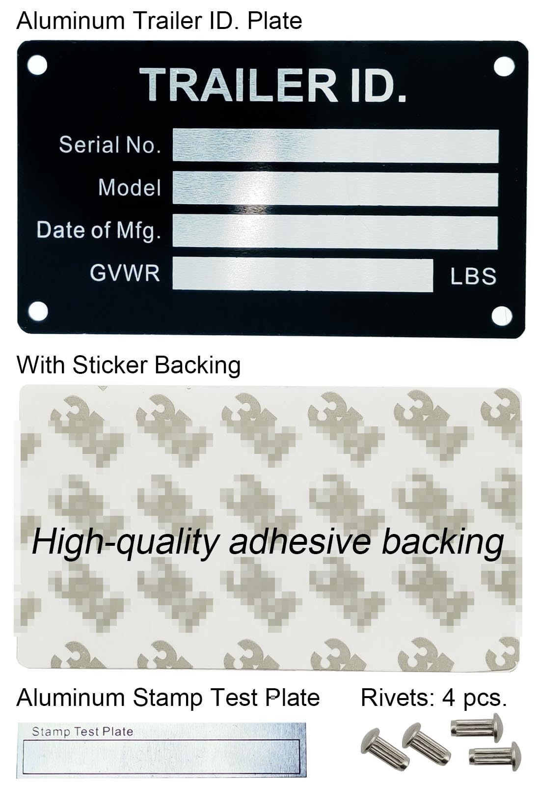 Blank Aluminum ID Plates – Metal Serial Number Tags, Equipment Data & Compliance