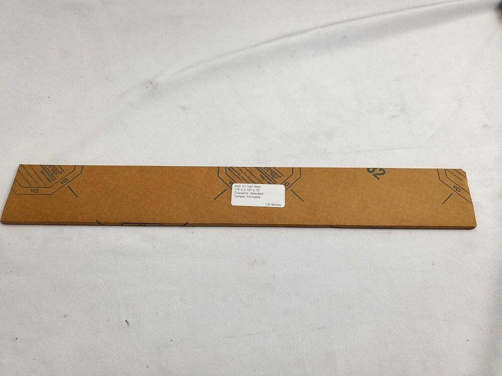O1 Tool Steel 1/4″ x 2.5″, 18″ long bar, Knife Making Stock, Billet