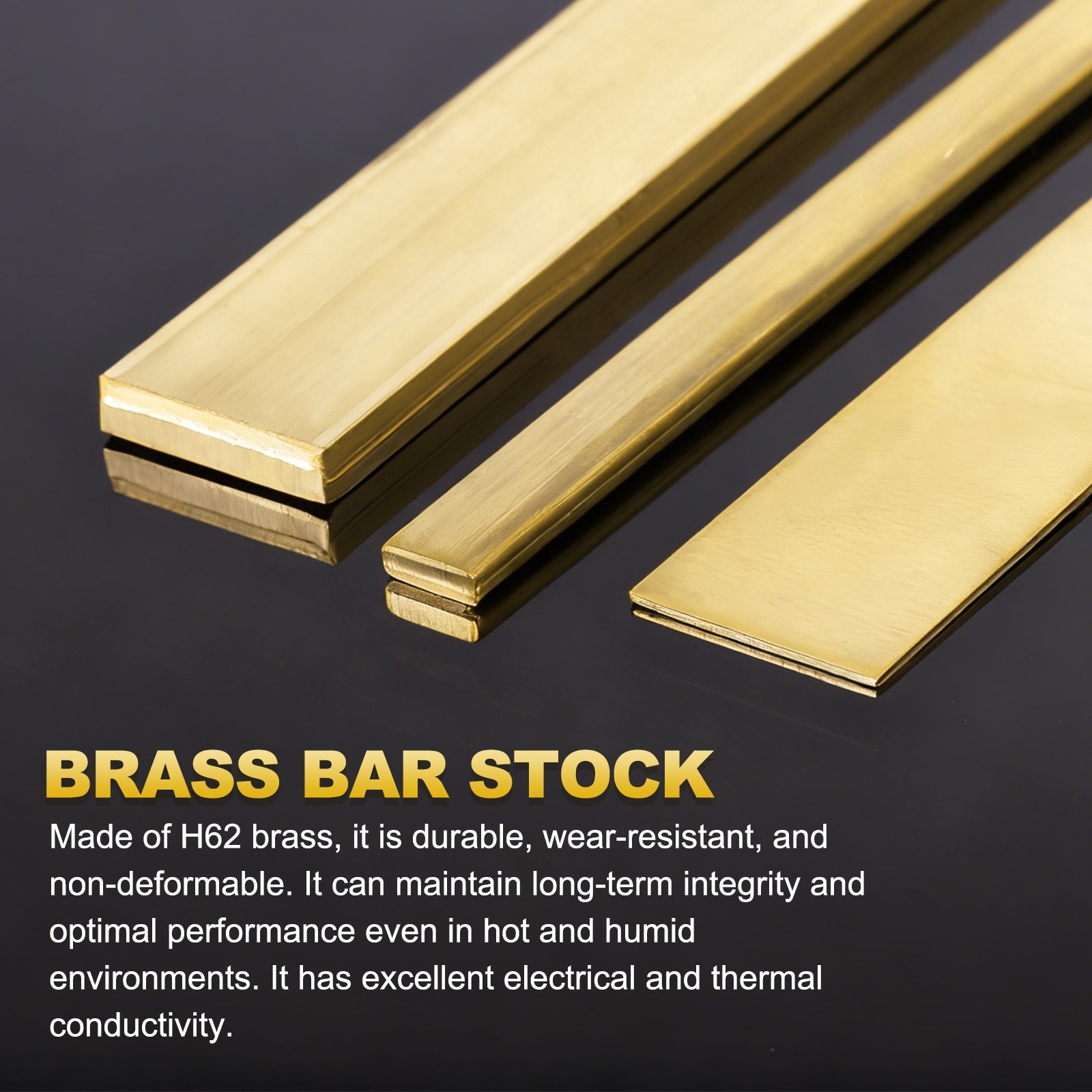 H62 Brass Flat Bar Stock, 2 Pcs 0.08″x0.79″x14″ Square Metal Solid Brass Bars