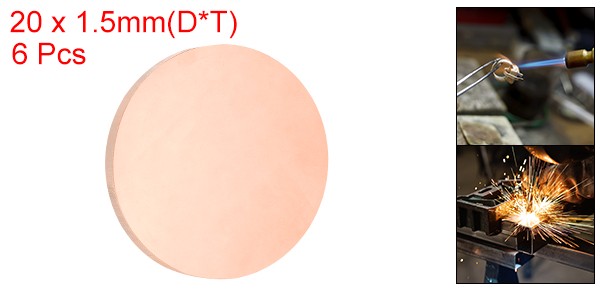 6 Pcs 0.06″ Thick 0.8″ Dia Copper Round Plate C1100 Pure Copper Sheet