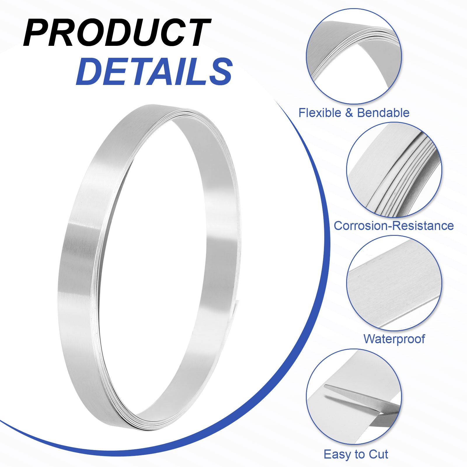 Aluminum Flashing Roll, 3000mm x 10mm x 0.2mm 1060 Aluminum Metal Roll