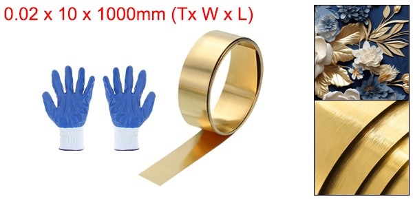 Brass Sheet Roll 0.0008 x 0.39 x 39.4 Inch H62 Thin Brass Foil Strip Plate Shim