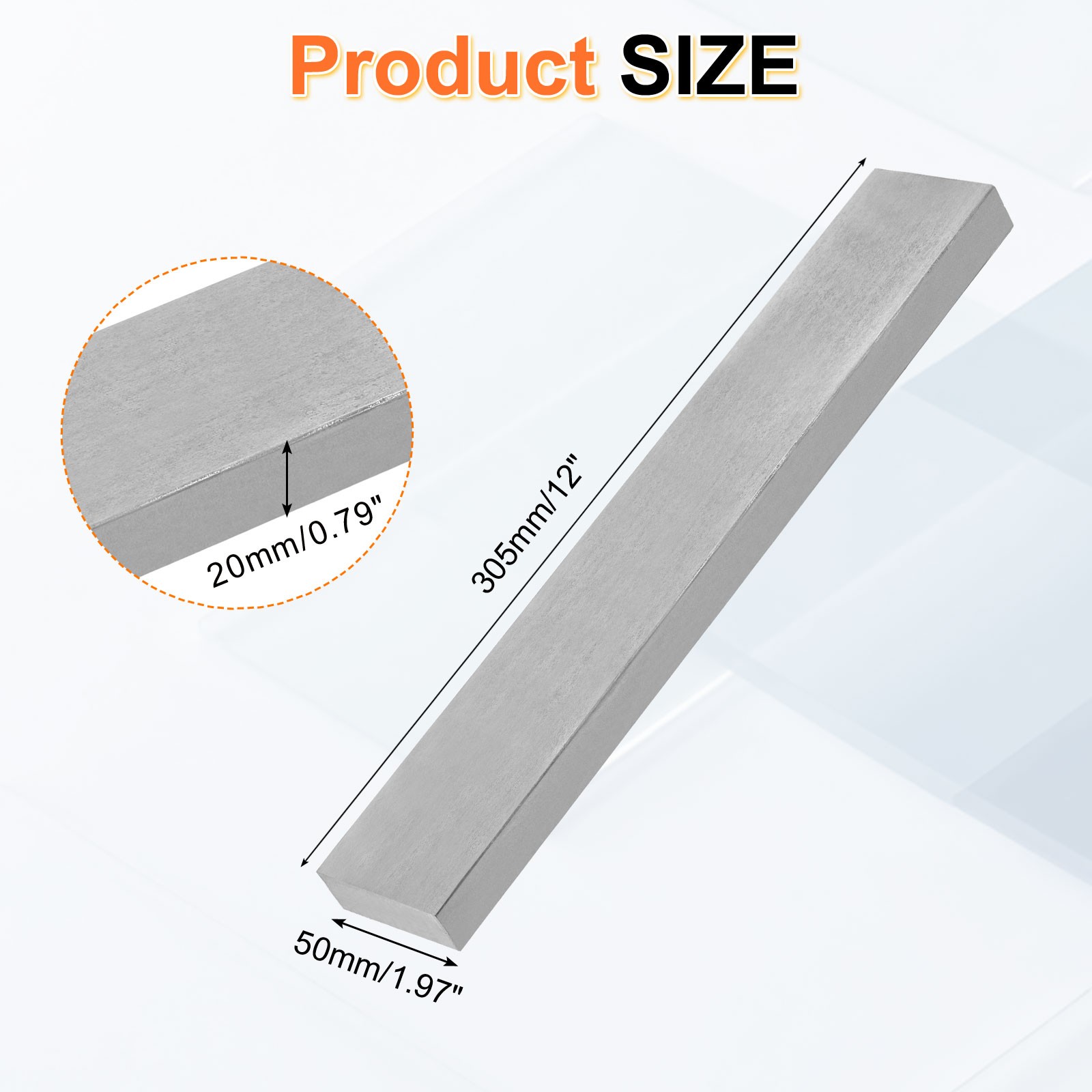 1018 Cold Rolled Carbon Steel Bar, 0.79″x1.97″x12″ Rectangular Flat Bar