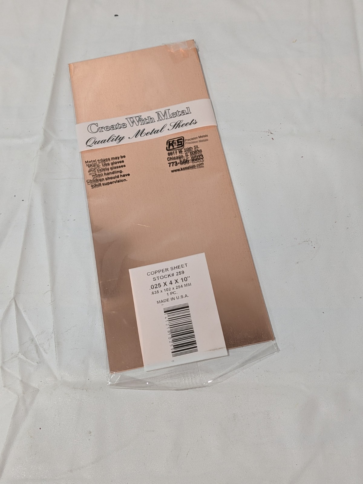 Create with Metal K&S Tin Sheet 0.025”x 4″ x 10″ #259