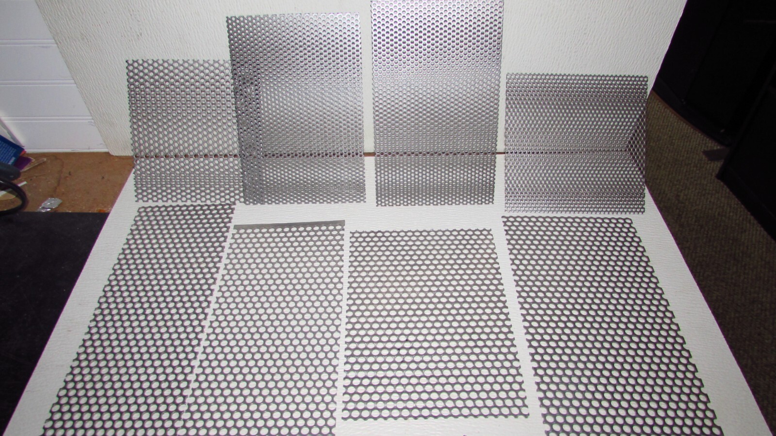 PERFORATED SHEET DROP OFF LOT–8 PIECES –1/8″ AND 1/4″ HOLE