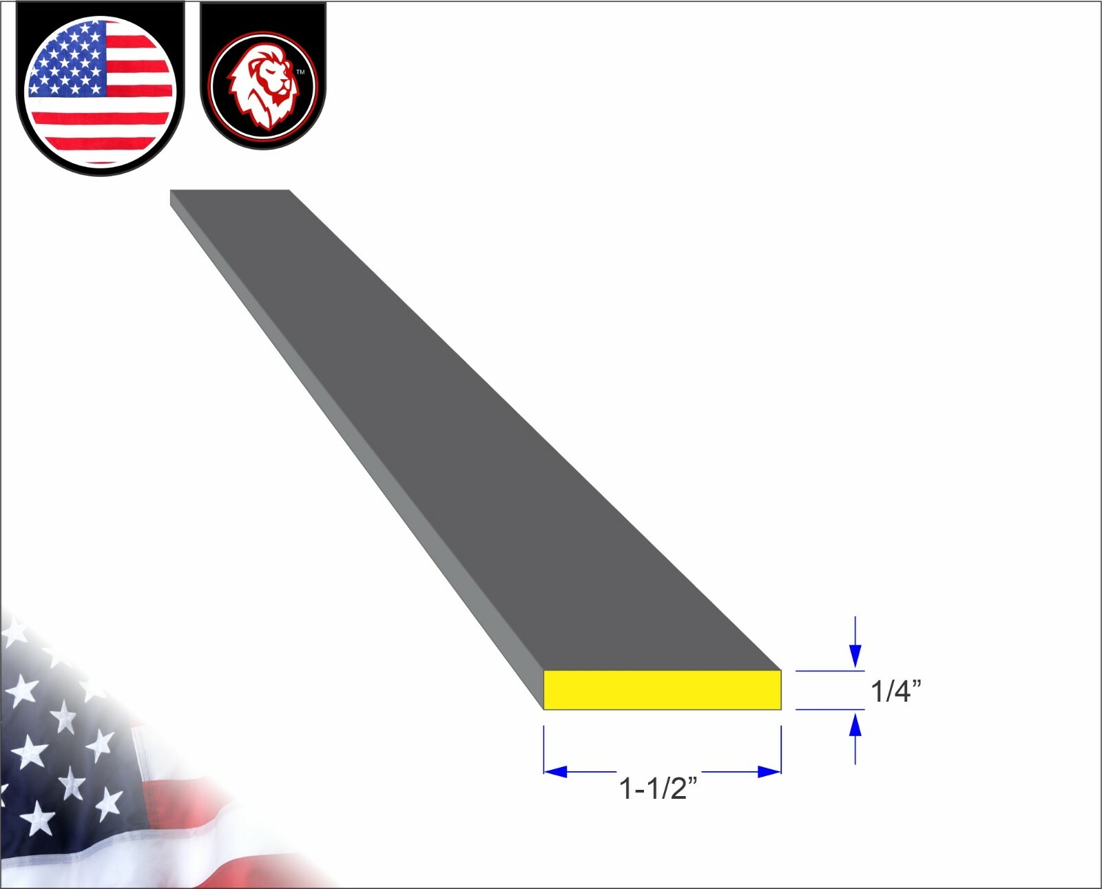 1/4″ x 1-1/2″ Flat Bar – Flat Metal Stock – Mild Steel – 72″ Long (6-ft)