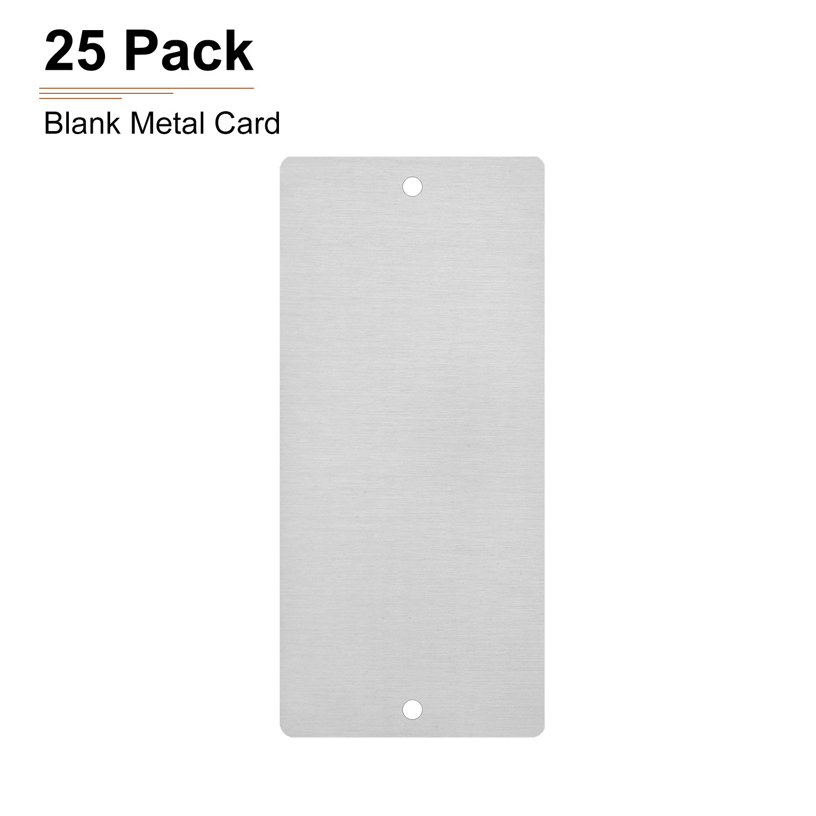 25Pack 50x22x0.4mm Blank Card 201 Stainless Steel Name Cards with 2 Holes Silver