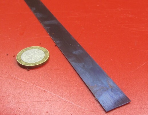 1095 Hard Blue Tempered Spring Steel Shim .016″ Thick x .625″ Wide x 300″ Long