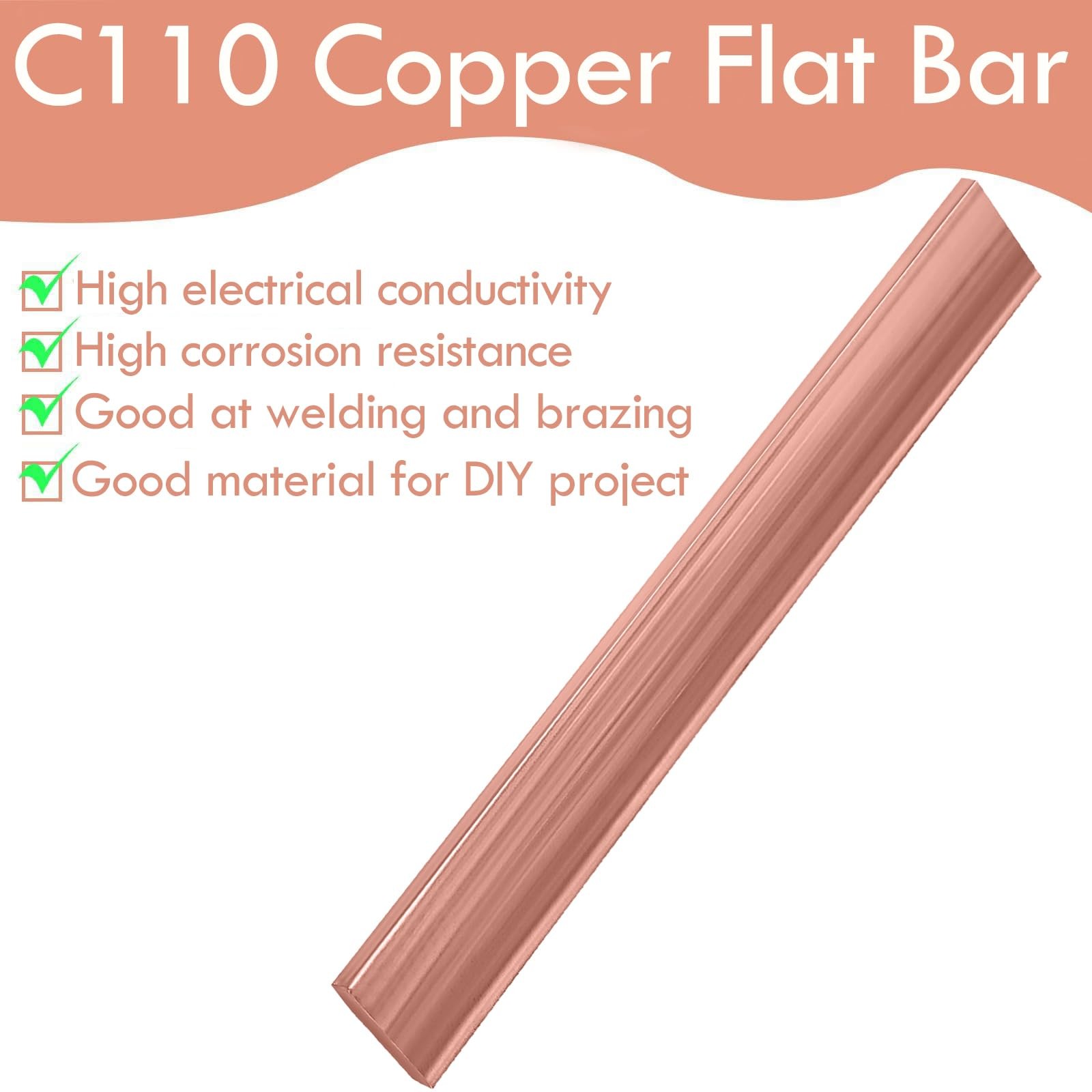 Copper Flat Bar 1/4x2x6″ C110 Bus Bar 6x50x152mm Solid Mill Stock Plate Tool