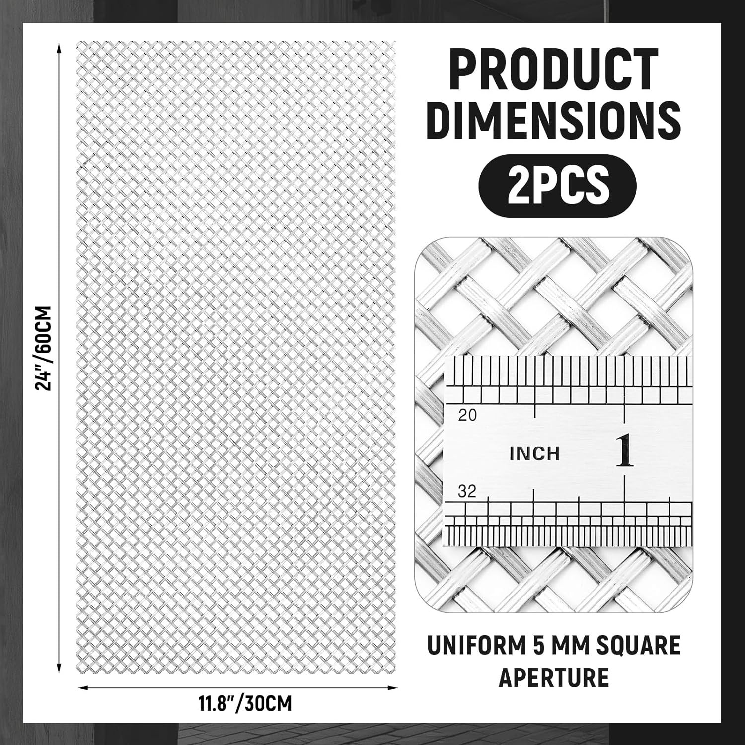 2 Pcs 12″ x 24″ Stainless Steel Expanded Metal Mesh Screen Panels