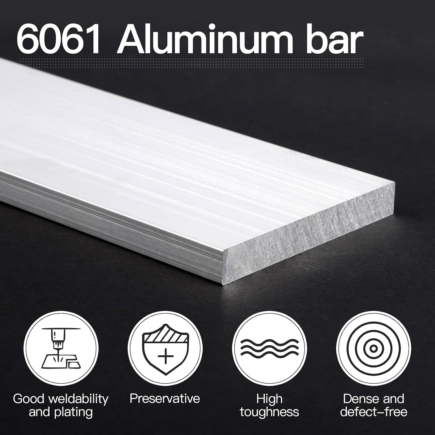 Aluminum Flat Bar 6061 T6511 3/8 x 3 x 12 Inch 2 Pieces Solid Mill Stock Plate