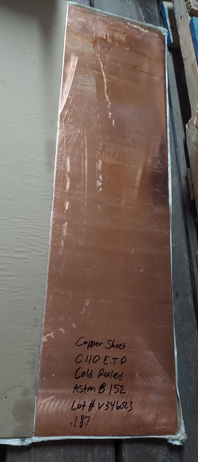 C110 3/16 Copper Sheet Cold Rolled .187″ x 10″ x 36″ Astm B152