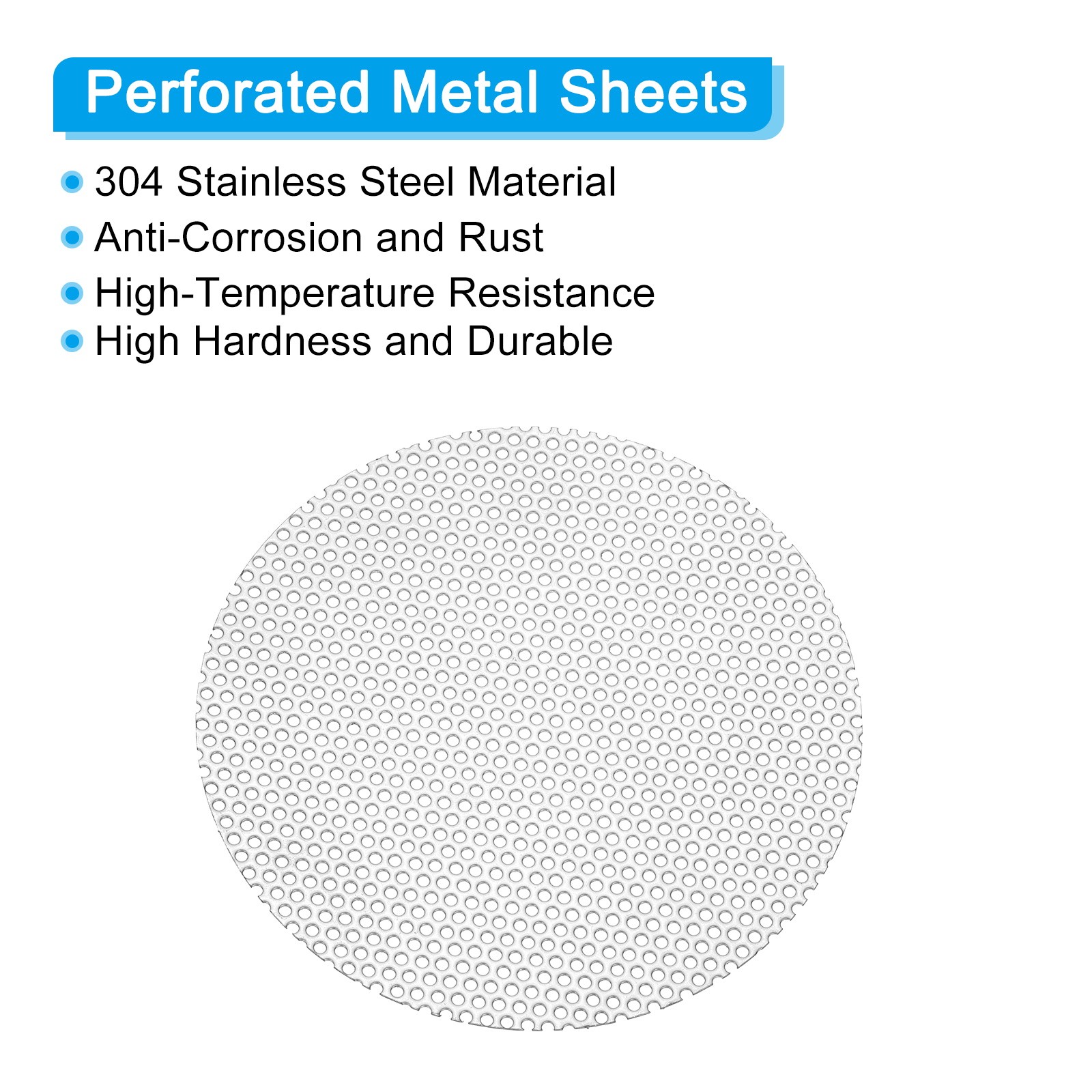 4″ 304 Stainless Steel Perforated Sheet, 2Pcs 0.06″ Hole Metal Mesh Plate