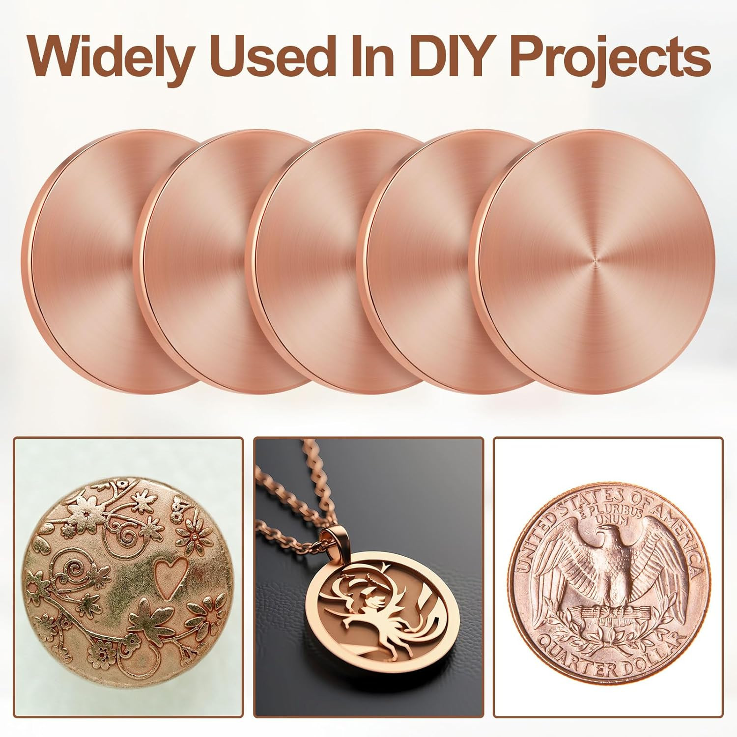 10 Pcs Copper round Discs 1-1/4″ Dia. X 1/8″ Thick Solid Blank with Velvet Stora