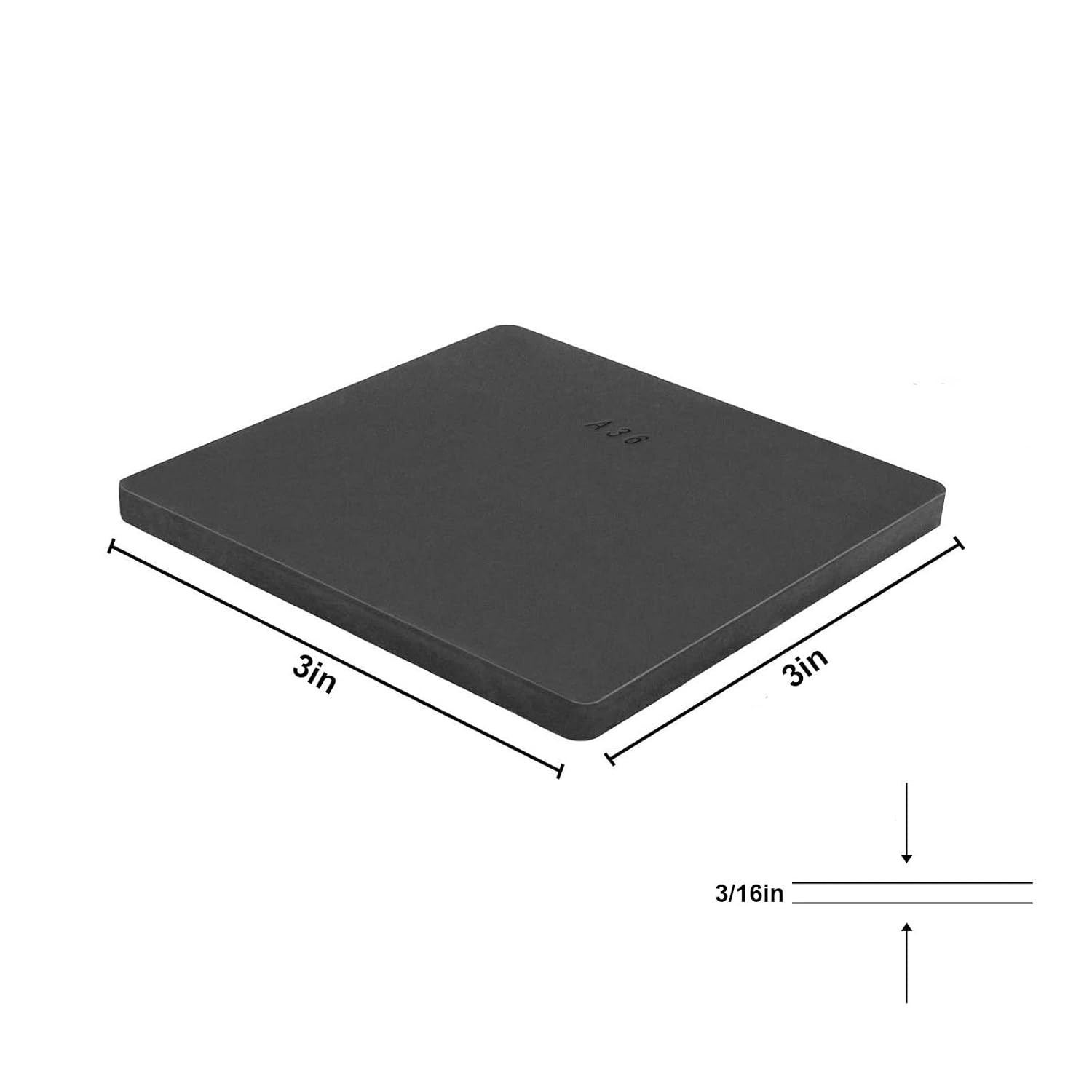 4-Pack A36 Hot Rolled Steel Plates, 3×3 inches, Perfect for Welding Projects