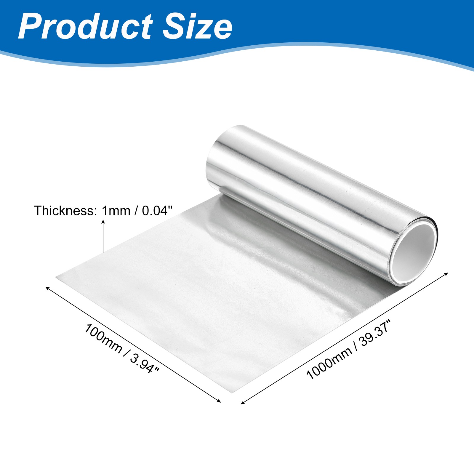 1Pcs Zinc Sheets, 99.99% High Purity Zinc Plate, 0.004″x4″x39″(0.1x100x1000mm)