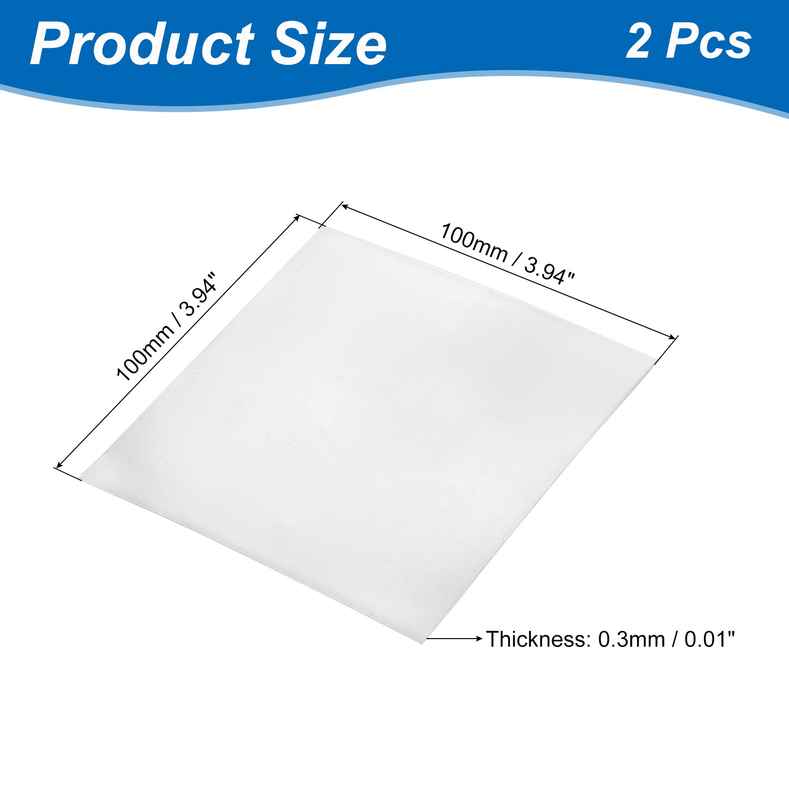 2Pcs Zinc Sheets, 99.9% High Purity Zinc Plate, 0.01″x4″x4″(0.3x100x100mm)