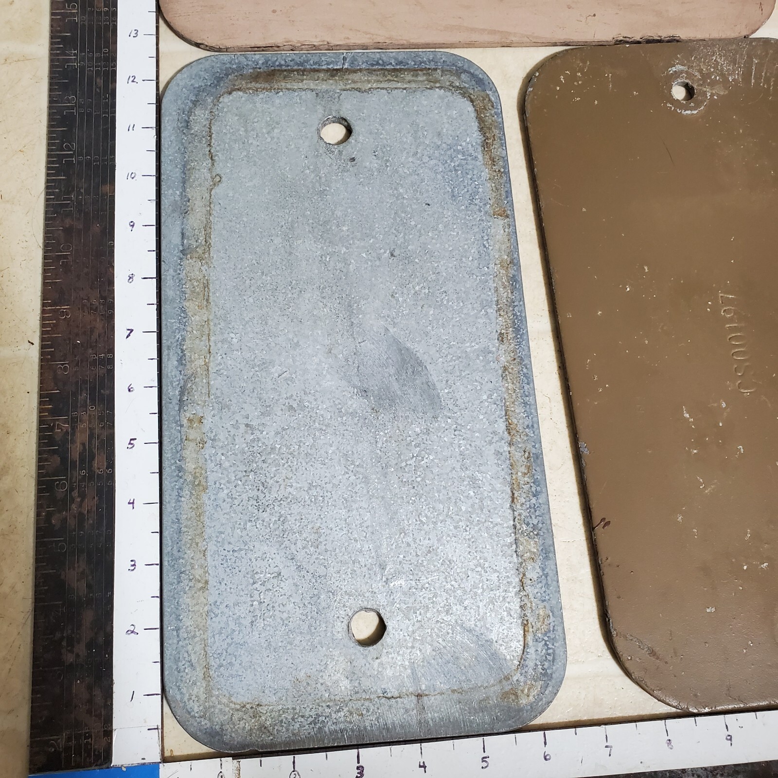 Galv Steel Plate Sheet 12-1/2″ x 6-1/2 x 3/16″ 2 Hole Metal Cover Brown Paint