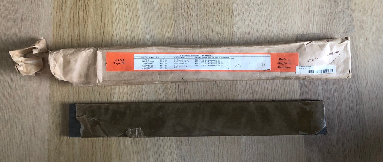 O1 Flat Stock AISL Precision Ground 3/8 x 2 x 18 Made in England 89% Full