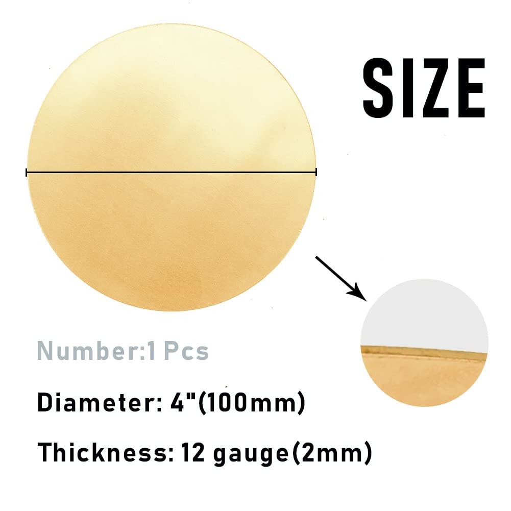 4 Inch Dia 0.08 Inch Thick 12 Gauge H62 Brass Round Plate Copper Metal Sheet