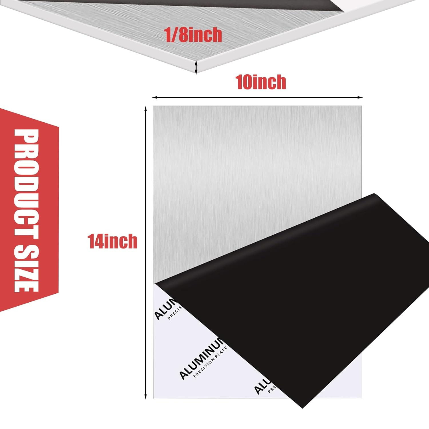 2PCS 6061 Aluminum Sheet Plate, 10″ X 14″ X 1/8″ Thickness Heavy Duty Aluminum S