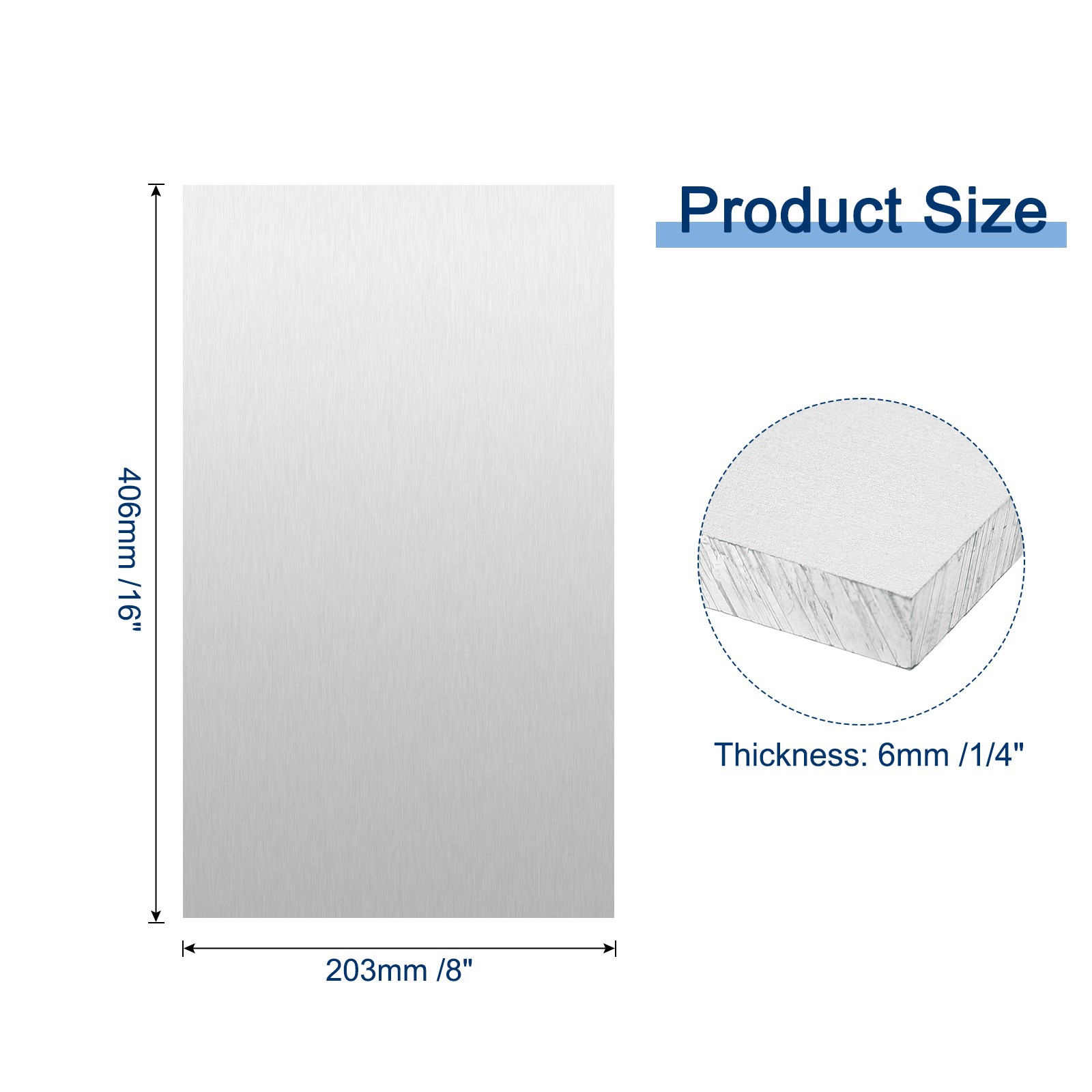 6061 T651 Aluminum Sheet 8 x 16 x 1/4 Inch Aluminum Sheet Flat Metal Plate