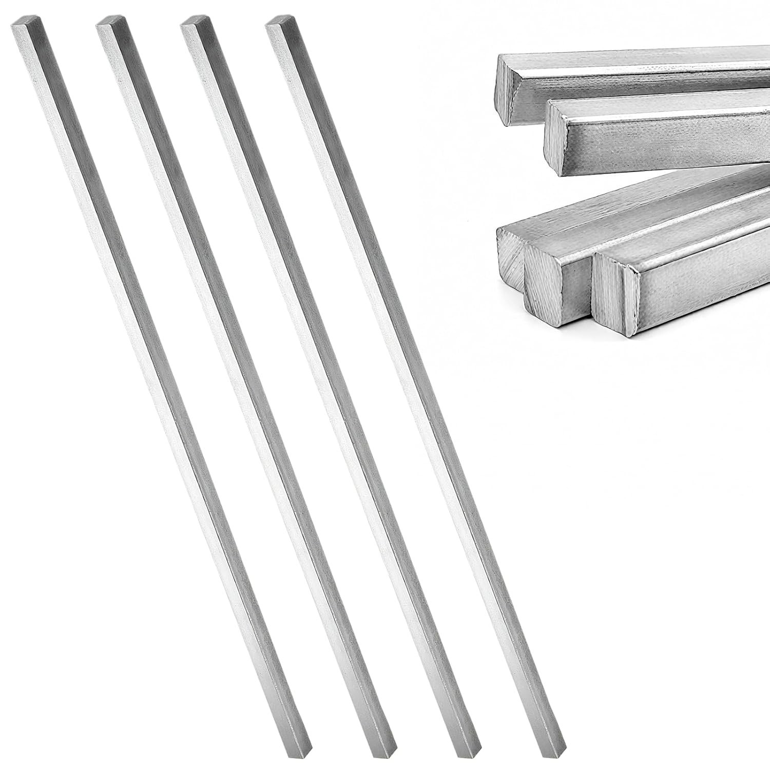 4 Pcs 1/4″ x 1/4″ x 12″ Square Steel Key Stock, Cold-Drawn Stainless Steel Bars