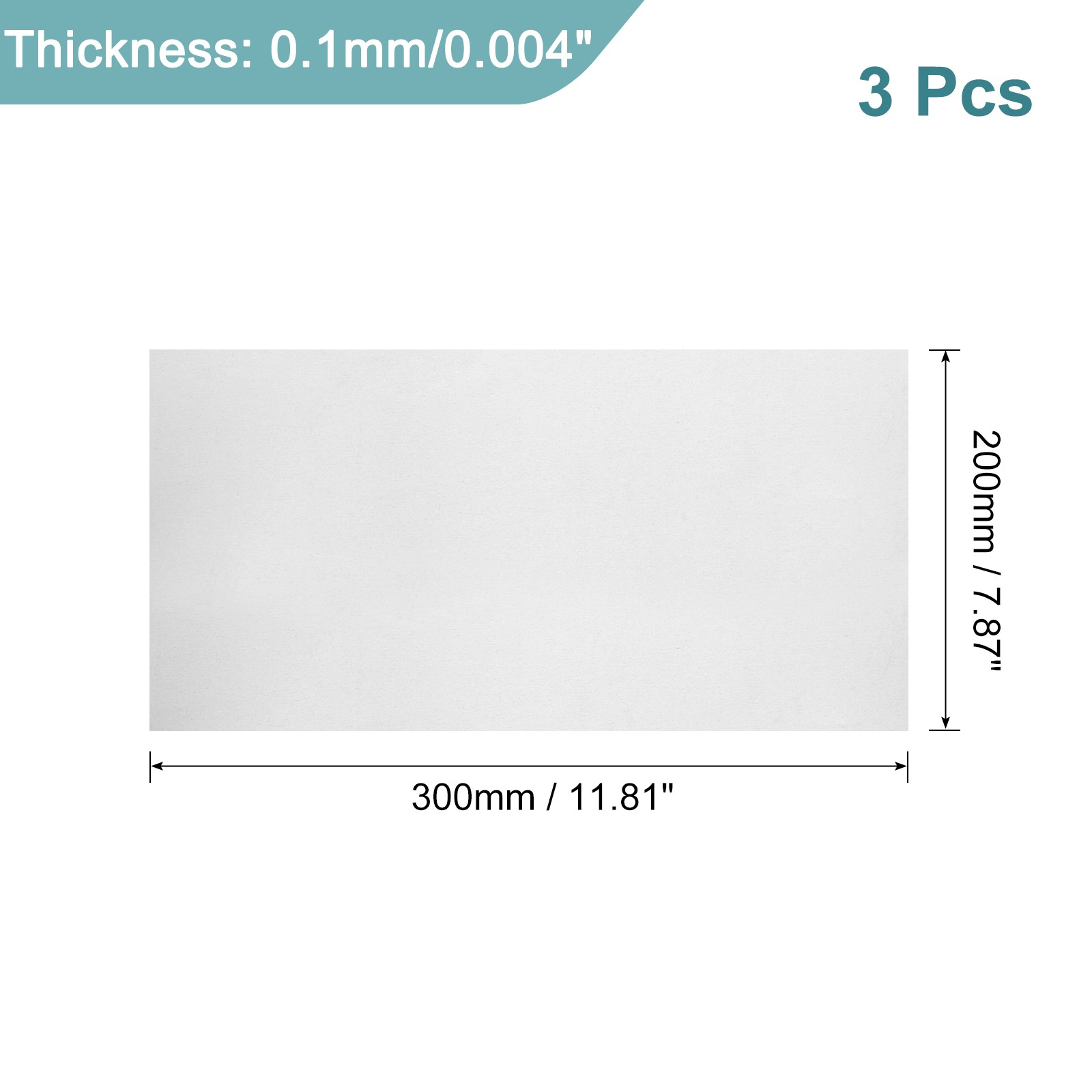 3Pcs GR2 Titanium Plate Sheet, 300x200x0.1mm Titanium Alloy Metal Sheet