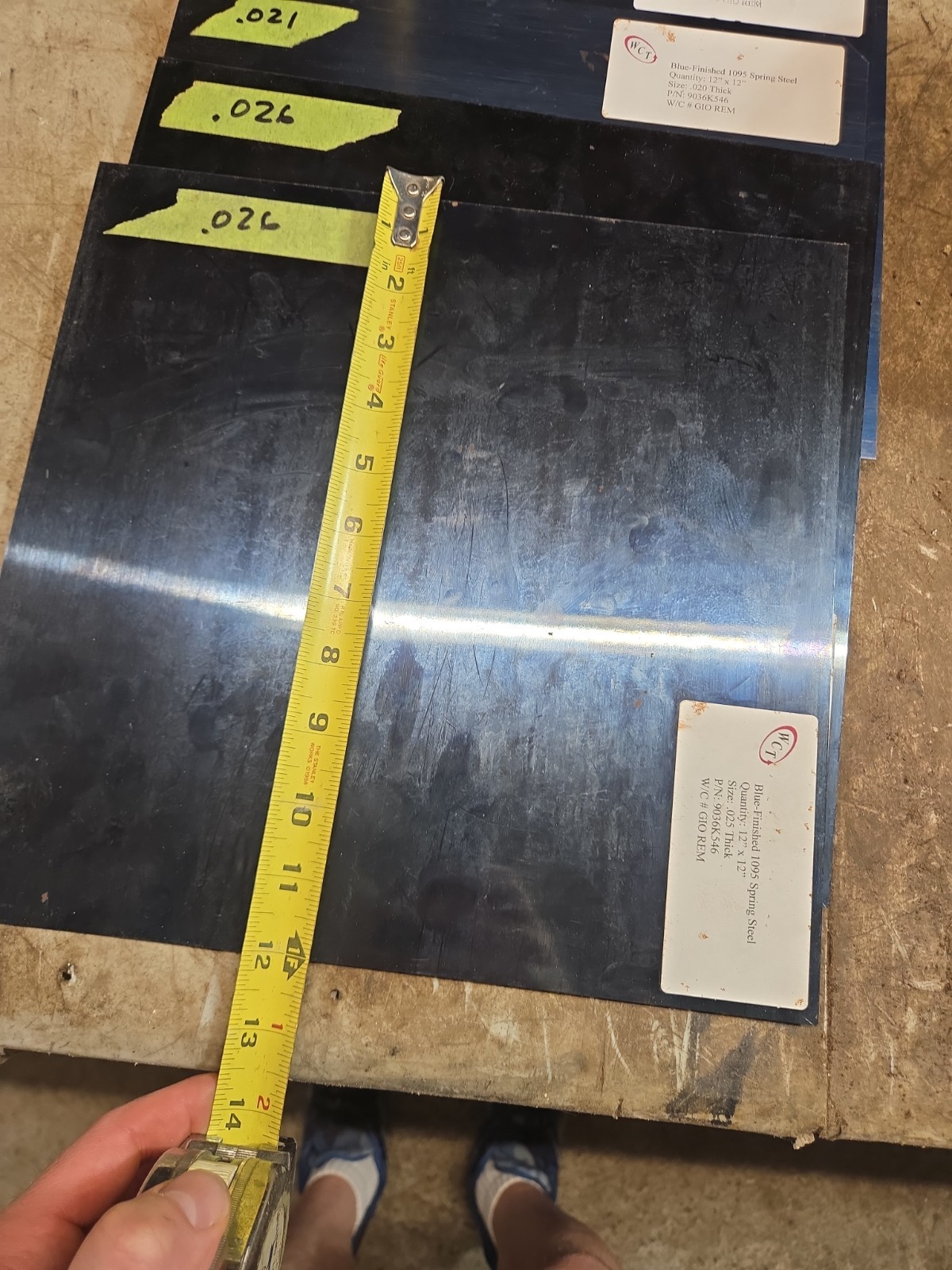 Blue Finished 1095 Spring Steel 12″X12″ Lot Of 6 Sheets