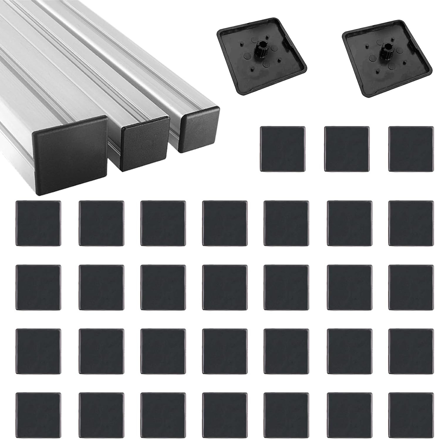 Rust-Proof Black ABS End Caps (35 Pcs) for 20x20mm Aluminum Frame Protection