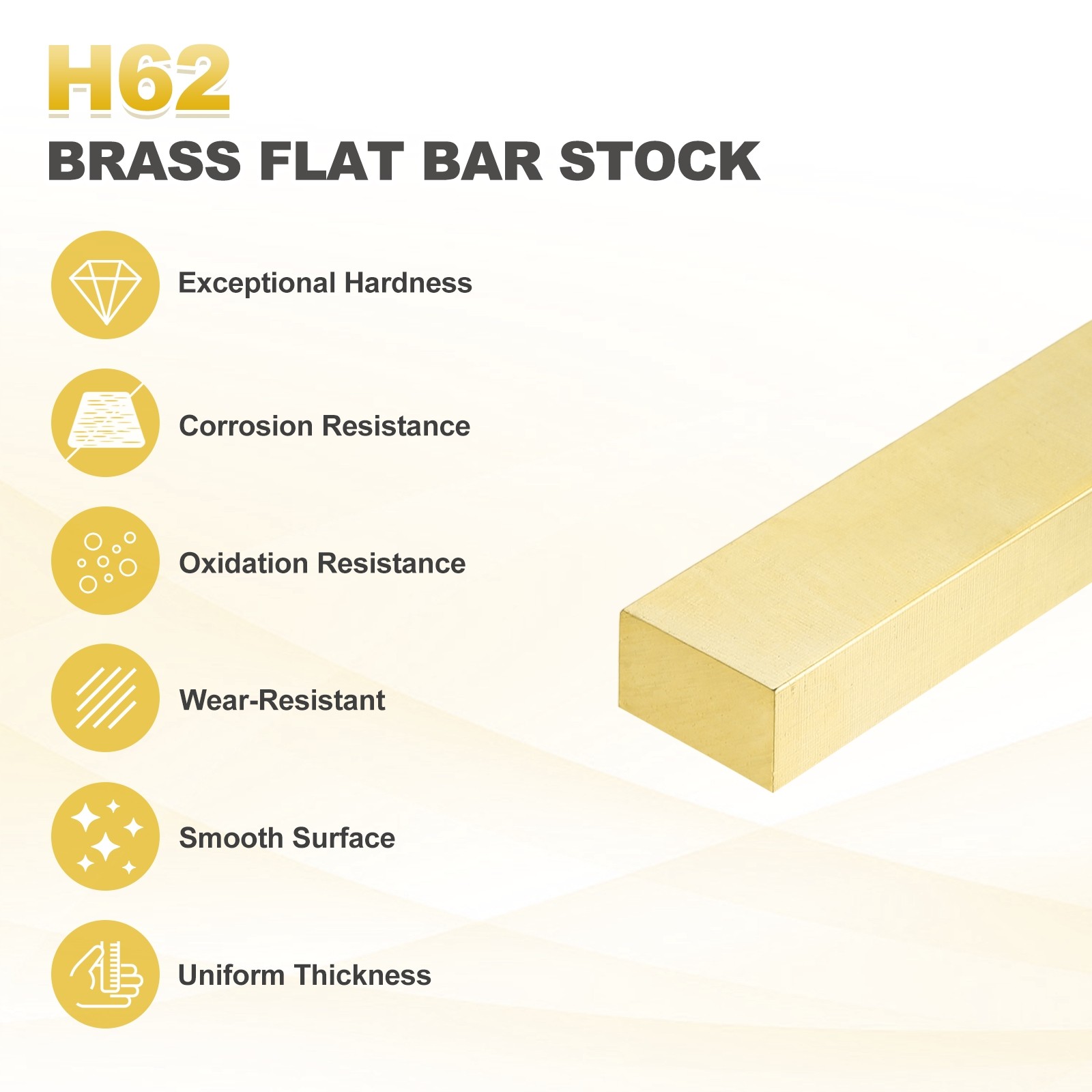 H62 Brass Flat Bar Stock, 0.24″x0.79″x14″ Square Metal Solid Brass Bars