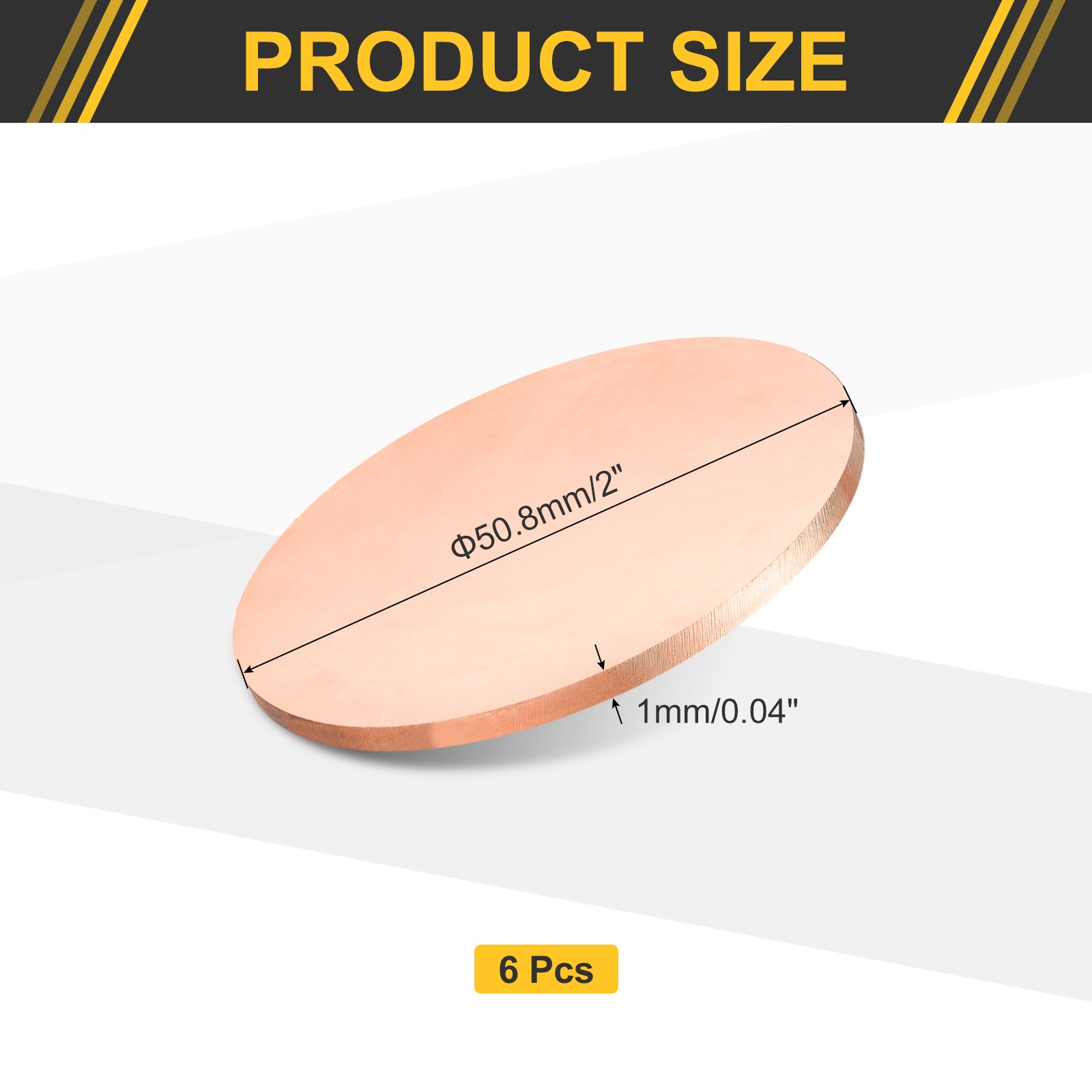6Pcs Copper Round Plate, 0.04″ Thick 2″ Dia C1100 Pure Copper Sheet