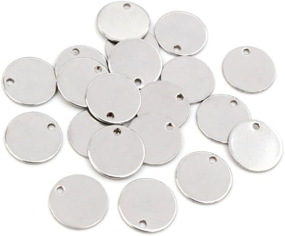 100 Pcs Stainless Steel round Blank Tags, Stainless Steel Flat Blank Stamping Ta